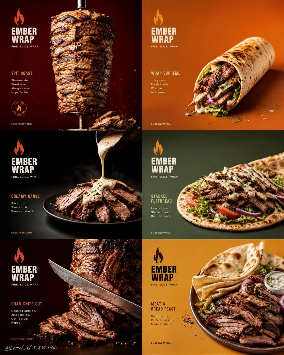 EMBER WRAP: Six-Panel Premium Street-Food Master Layout