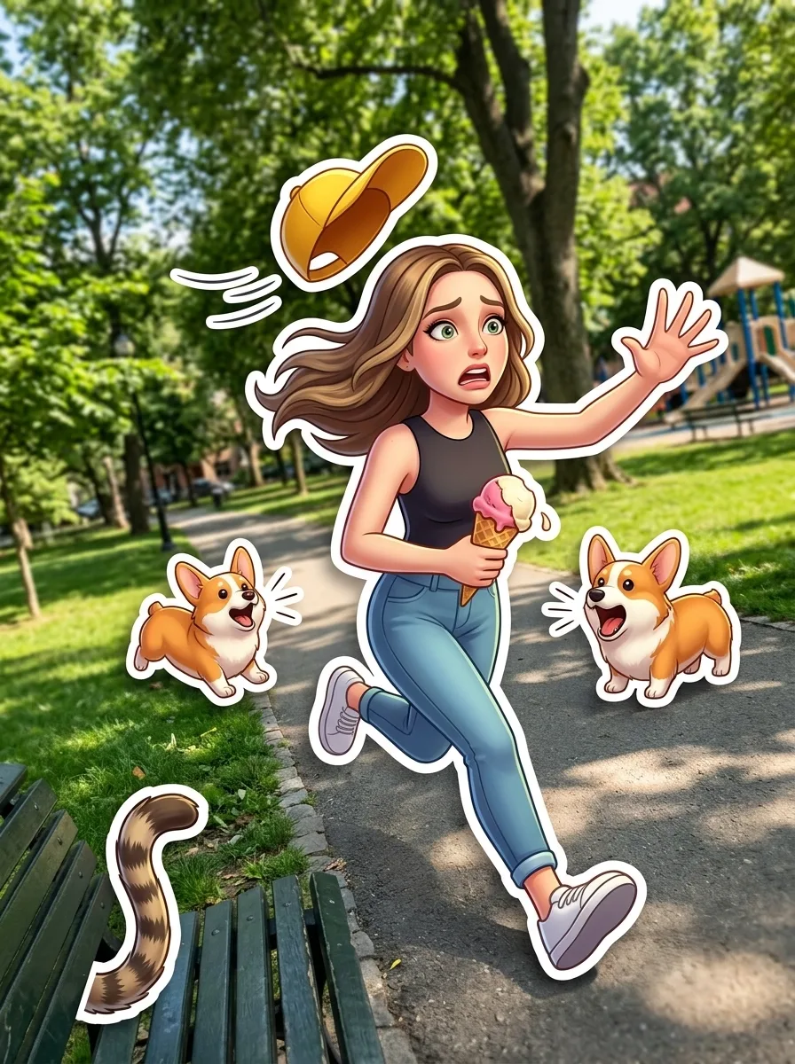 Runaway Ice Cream | A Whimsical 3D Sticker Adventure in the Park